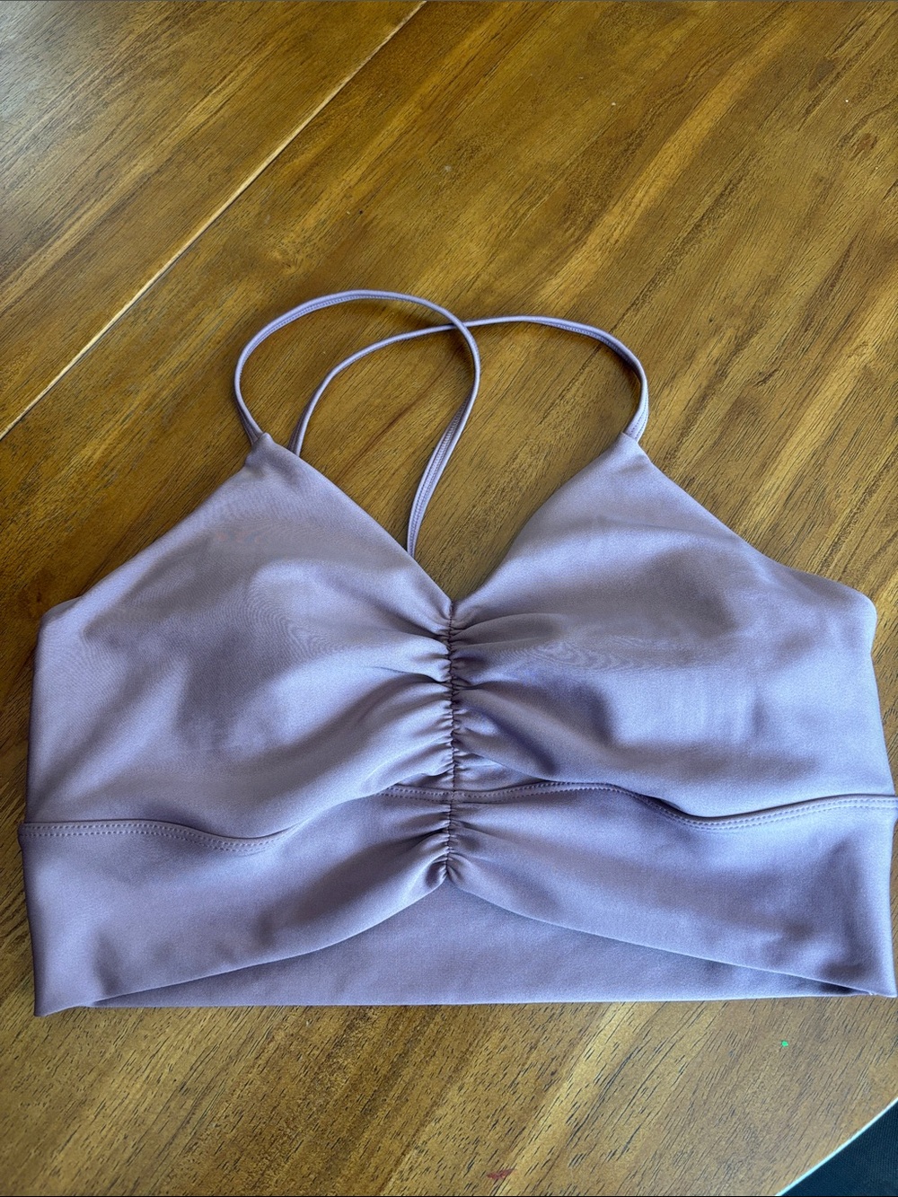 Alo Mauve Ruched Front Bralette Top